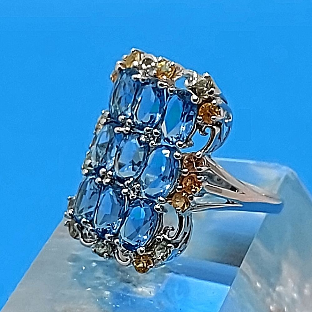 Natural Oval Swiss Blue Topaz 6x4mm  Sapphire 925 Sterling Silver Ring Sz 7‎ - Picture 13 of 13